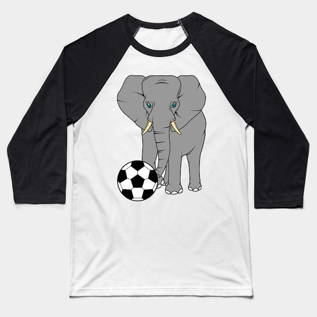 Cute elephant is playing soccer with a ball Baseball T-Shirt by Markus Schnabel